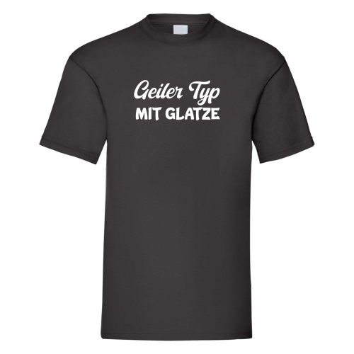 Preview: Geiler Typ Männer T‑Shirt – Varianten: Glatze, Bauch oder Bart – Lustiges Funshirt